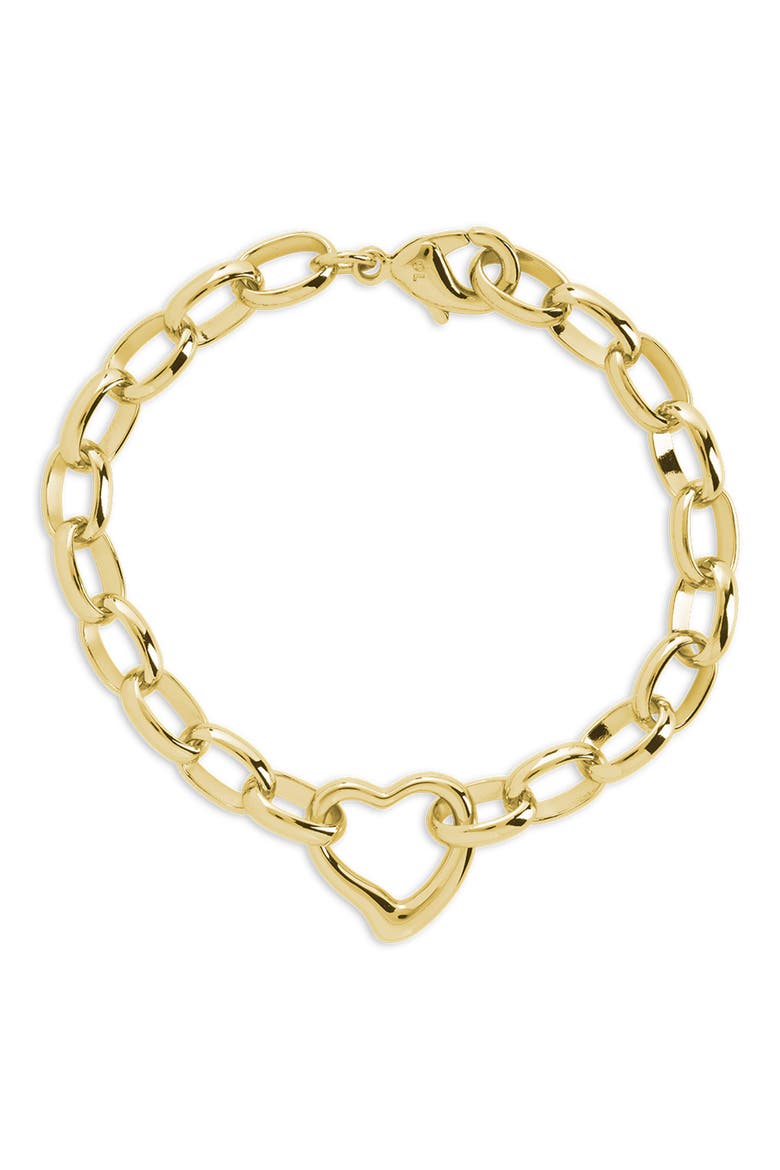 Charlee Polished Heart Link Bracelet, Main, color, GOLD