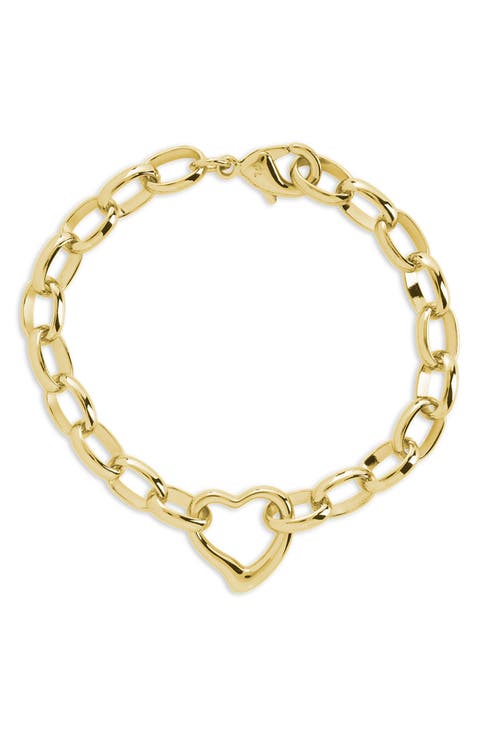 Charlee Polished Heart Link Bracelet