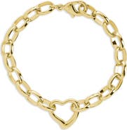 Sterling Forever Charlee Polished Heart Link Bracelet