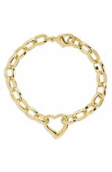 Charlee Polished Heart Link Bracelet
