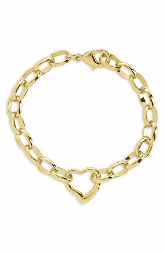 Charlee Polished Heart Link Bracelet