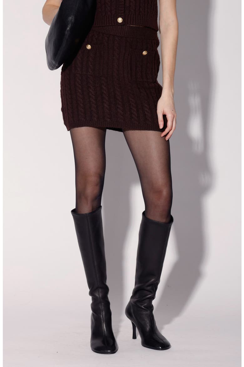 Gia Cable Stitch Sweater Miniskirt, Main, color, PLUM