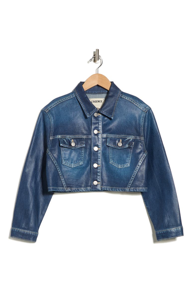 Genevie Crop Coated Denim Jacket, Alternate, color, LADERA COA