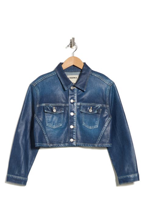 Genevie Crop Coated Denim Jacket