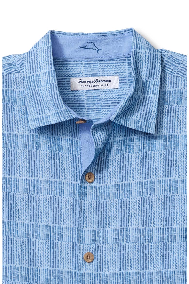 Coconut Point Coastal Cool Geo IslandZone® Short Sleeve Button-Up Shirt, Alternate, color, CHAMBRAY BLUE