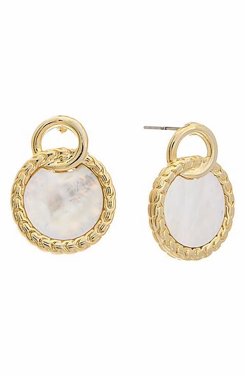 Mother-of-Pearl Disc Drop Earrings