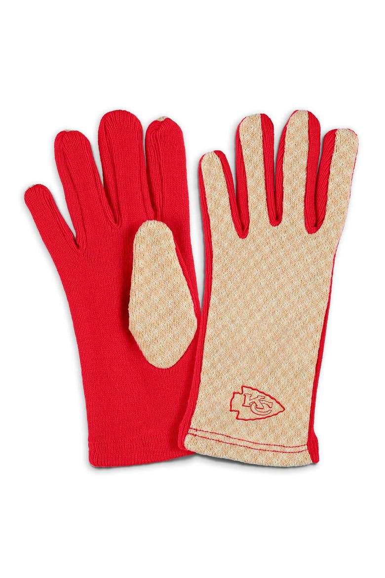 Women's WEAR by Erin Andrews Kansas City Chiefs Tonal Microcheck Scarf & Glove Set, Alternate, color, Tan