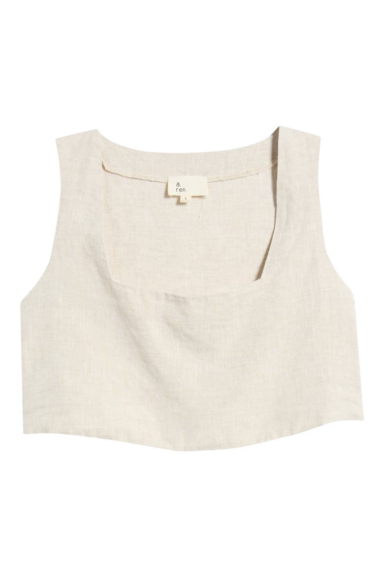Christal Crop Linen Tank, Alternate, color, LINEN
