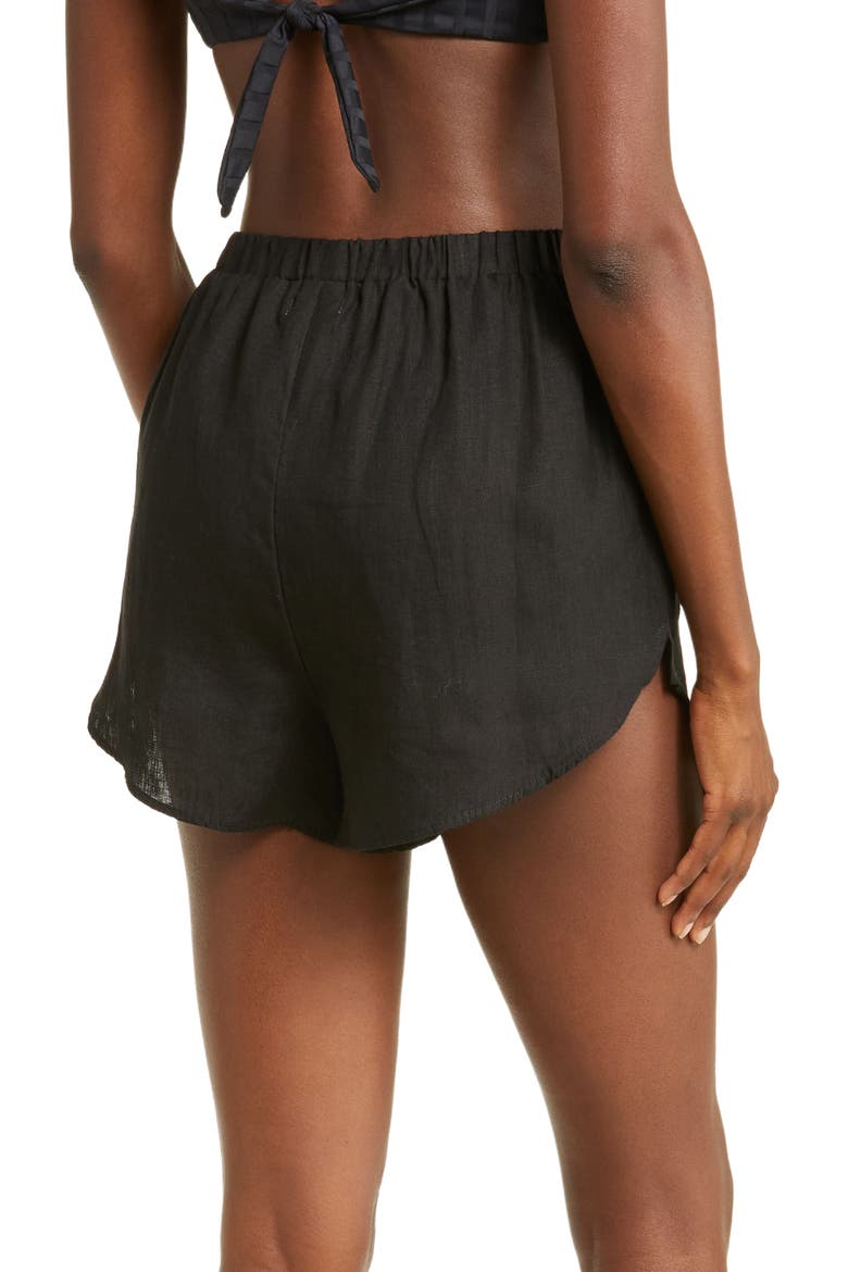 Tallows Linen Cover-Up Shorts, Alternate, color, ECOLINEN BLACK