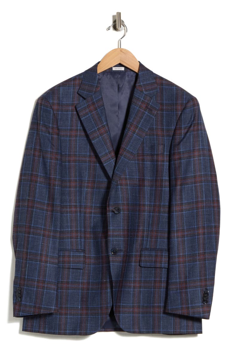 Blue Plaid Wool Sport Coat, Main, color, BLUE