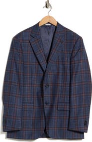 Peter Millar Blue Plaid Wool Sport Coat
