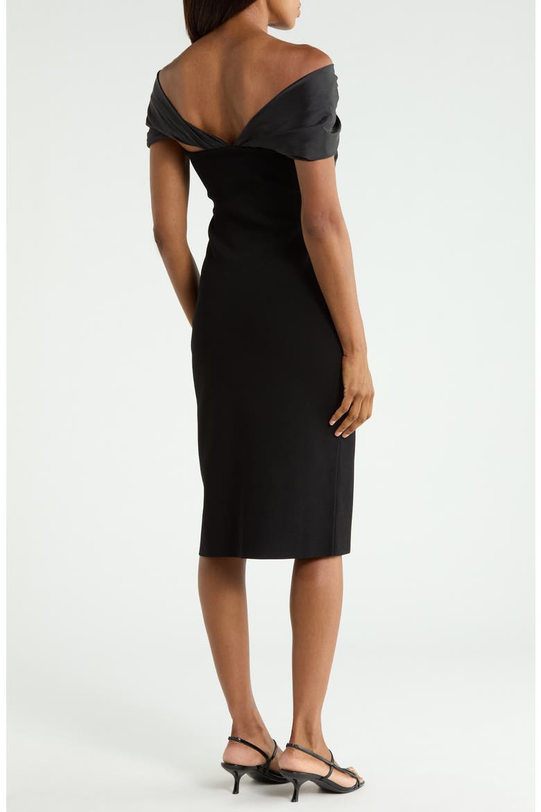 Mia Off-Shoulder Midi Dress, Alternate, color, BLACK