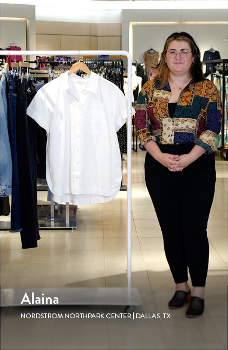 Oversize Boxy Short Sleeve Seersucker Button-Up Shirt, sales video thumbnail