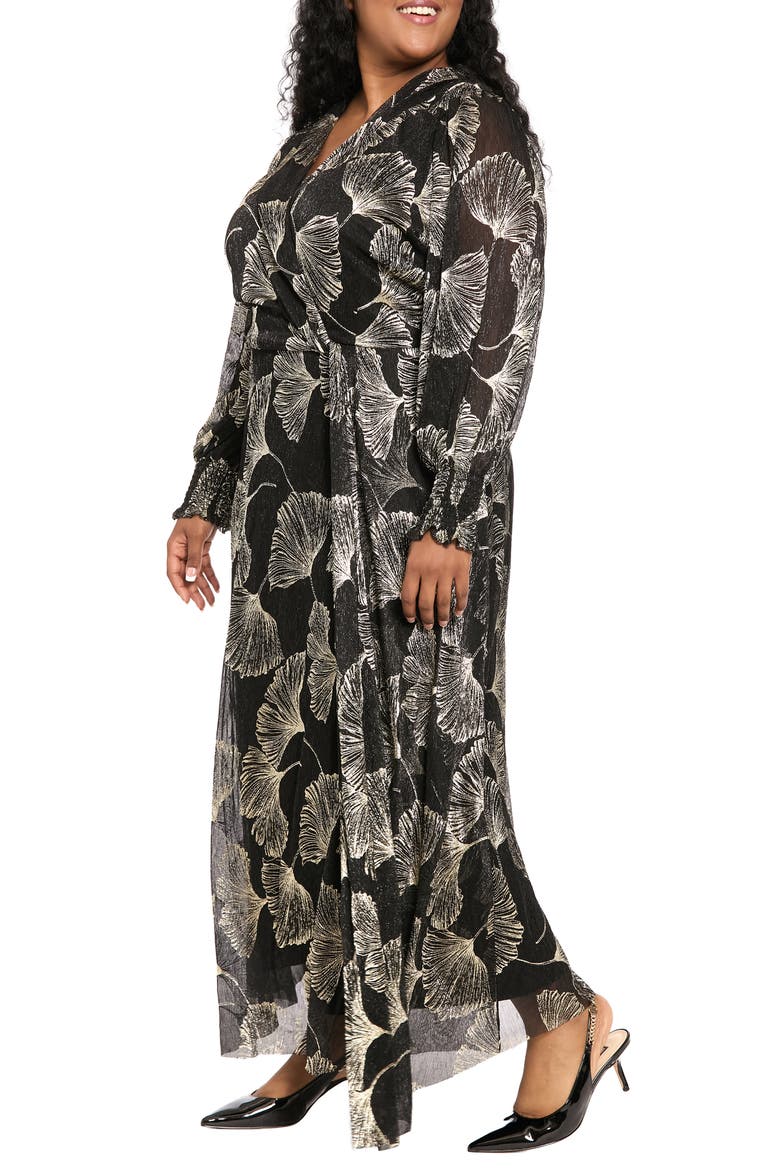 Shirred Twist Maxi Dress, Main, color, BLACK/ GOLD F
