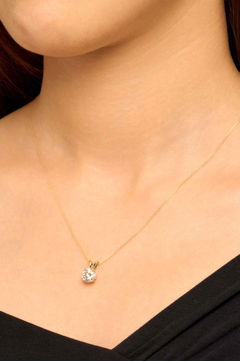 14K Solid Gold Luminous 1.5 Carat Lab Diamond Solitaire Necklace, Alternate, color, Yellow Gold, Lab Diamonds