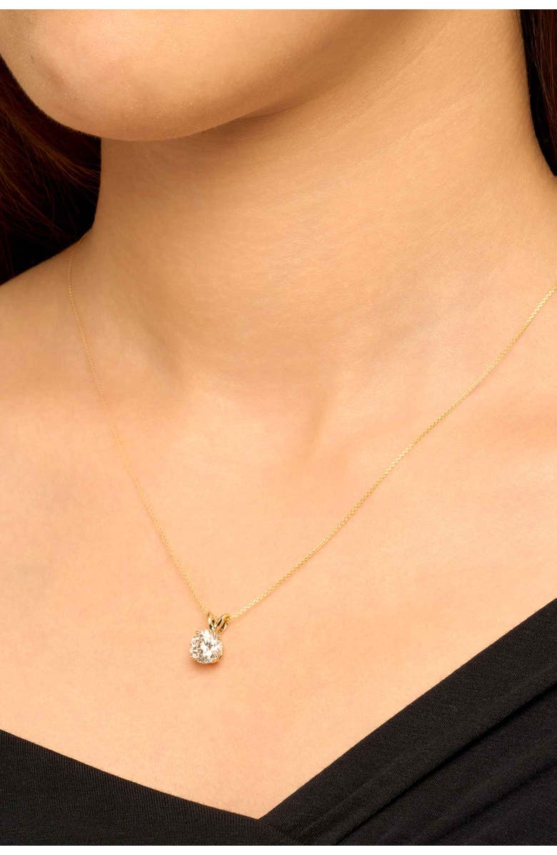 Oradina 14K Solid Gold Luminous 1.5 Carat Lab Diamond Solitaire Necklace, Alternate, color, White Gold, Lab Diamonds