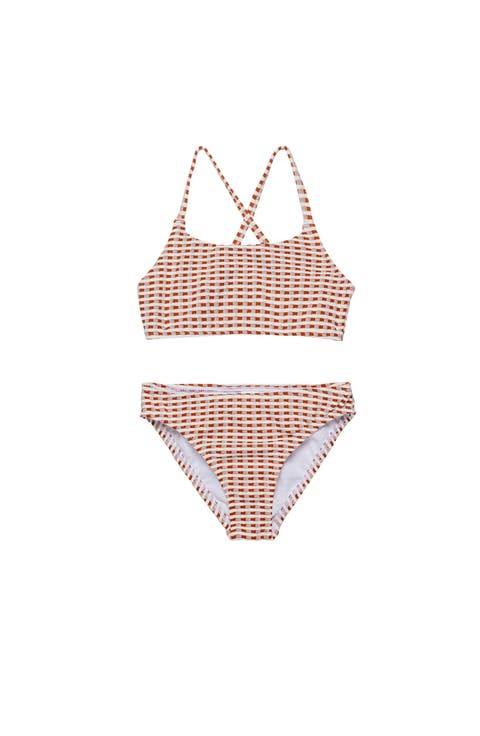 Forever Gingham Textured Criss Cross Strap Swim Set