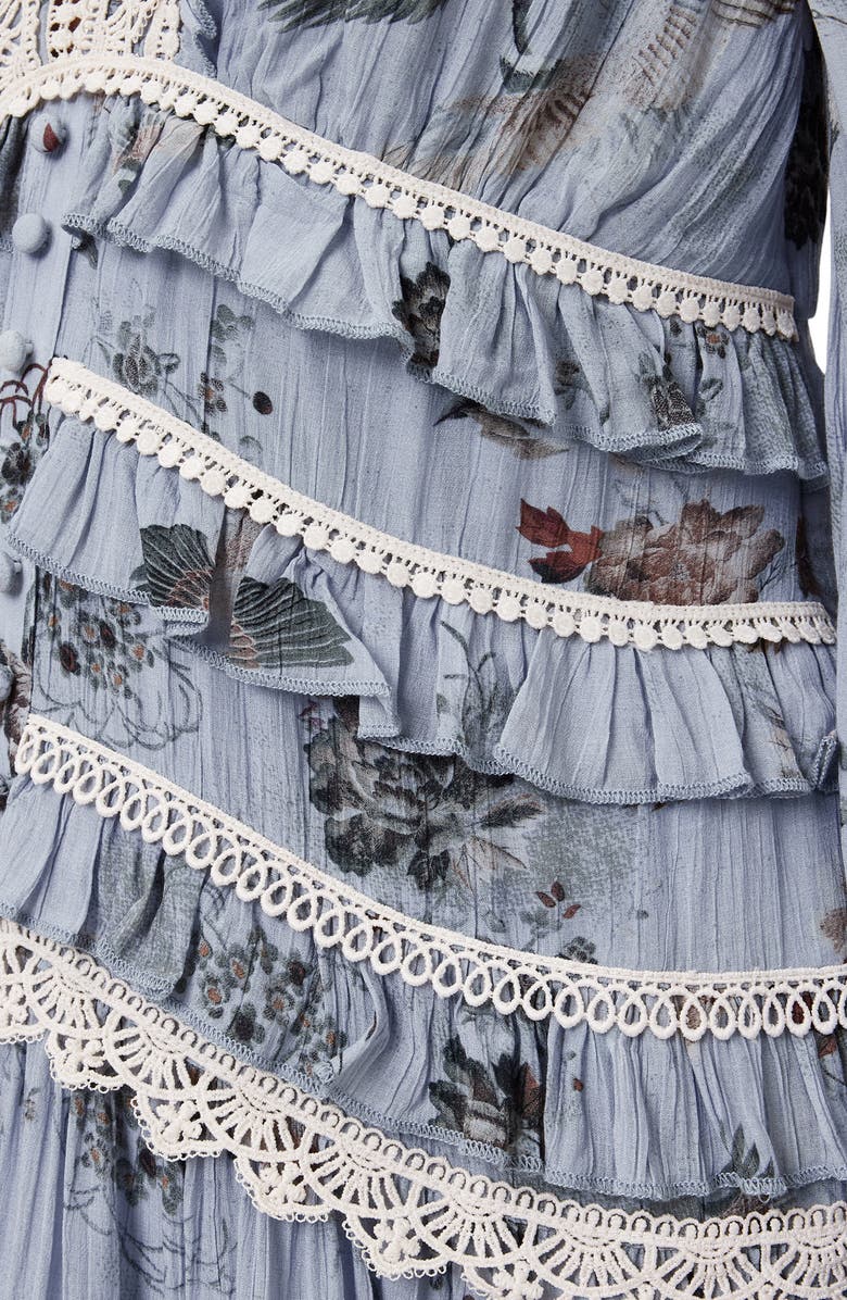 AllSaints Zora Long Sleeve Minidress, Alternate, color, Origin Blue Bird