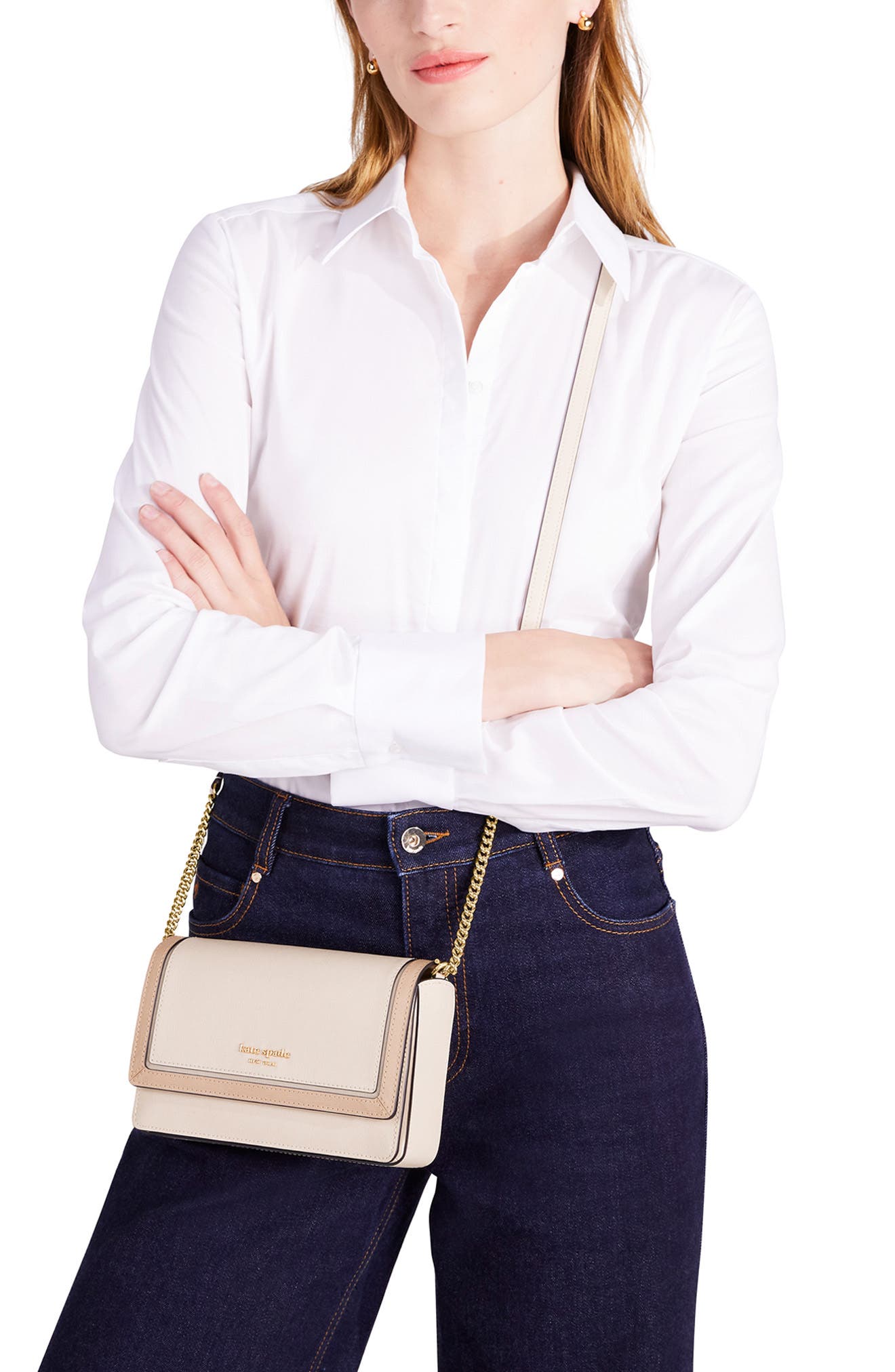 Kate Spade New York morgan colorblock saffiano leather crossbody bag, Alternate, color, Pale Dogwood Multi