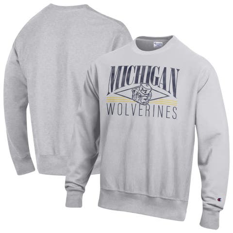 Men's Champion Gray Michigan Wolverines Reverse Weave Fleece Sweatshirt