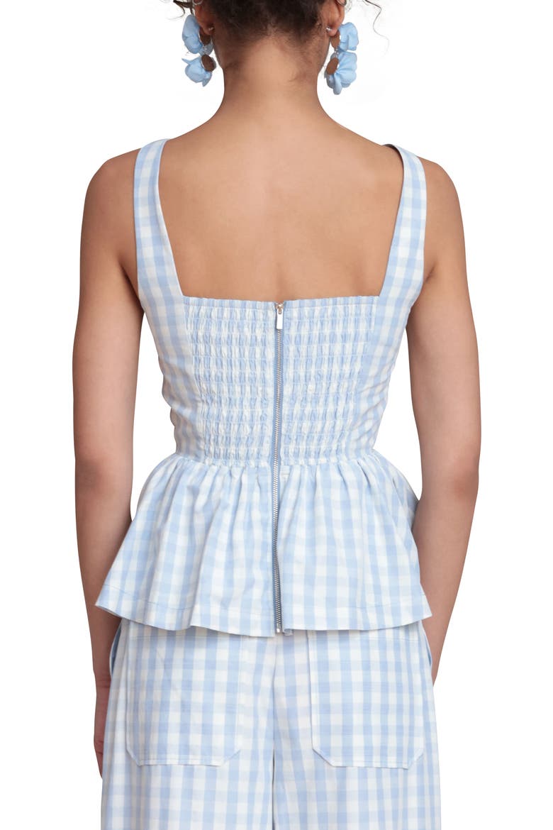 Gingham Peplum Top, Alternate, color, LIGHT BLUE GINGHAM