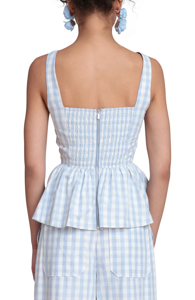 Avec Les Filles Gingham Peplum Top, Alternate, color, Light Blue Gingham