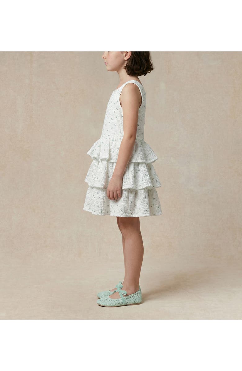 Pippa & Julie Kids' Floral Puckered Tiered Party Dress, Alternate, color, White/ Blue