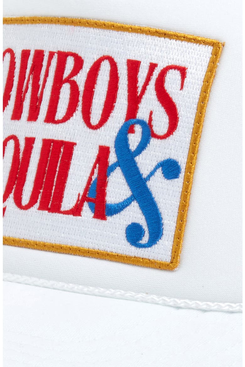 Cowboys & Tequila Patch Trucker Hat, Alternate, color, WHITE