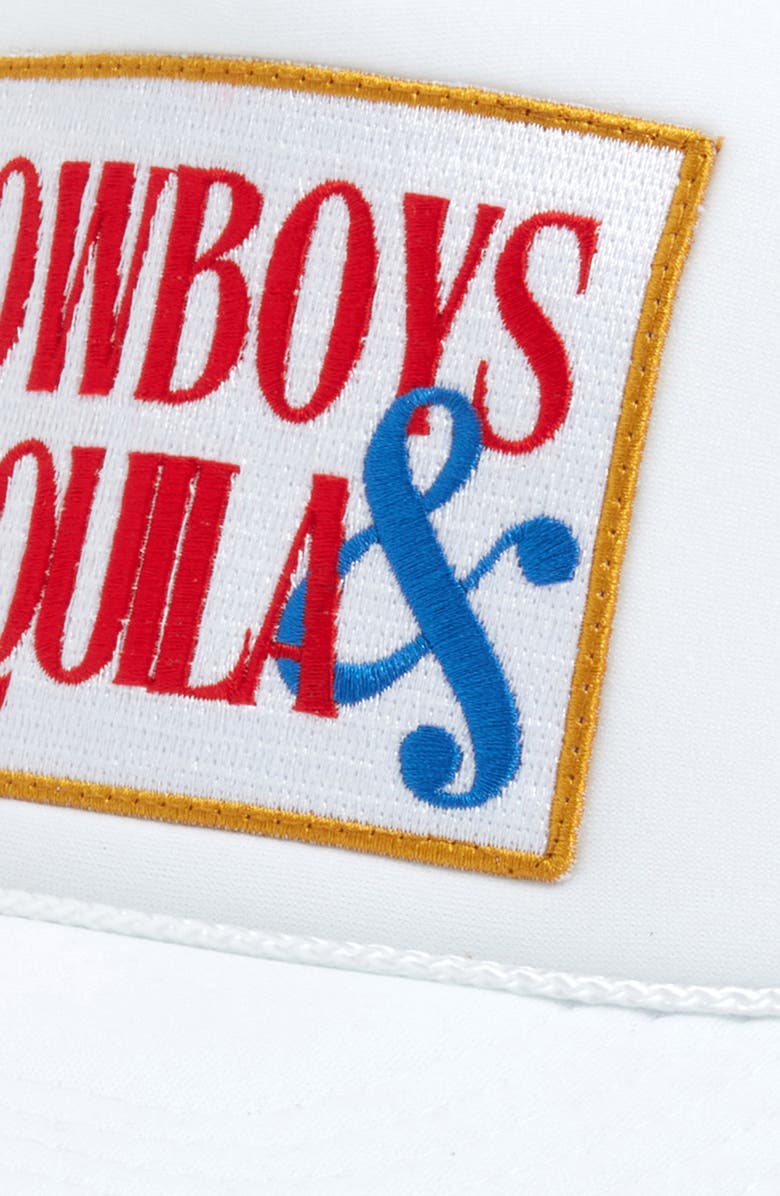 Friday Feelin’ Cowboys & Tequila Patch Trucker Hat, Alternate, color, White
