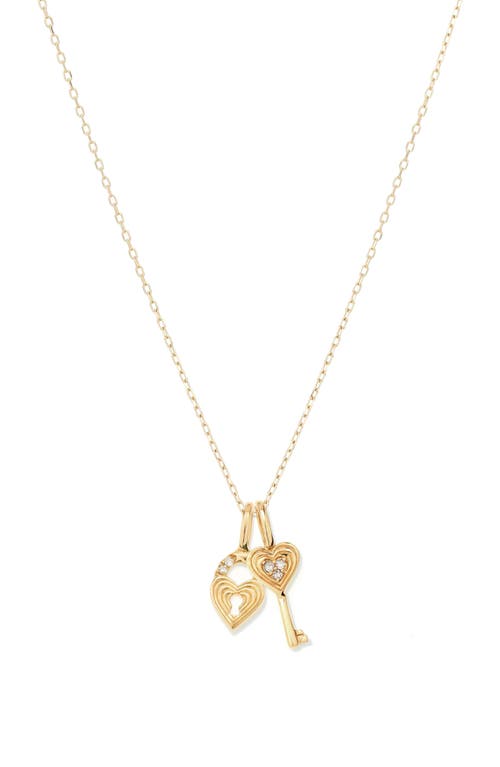 Adina Reyter Diamond Heart & Key Pendant Necklace in Mixed at Nordstrom