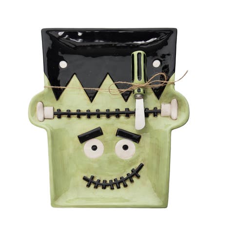 Halloween Frankenstein Serving Platter with Spreader
