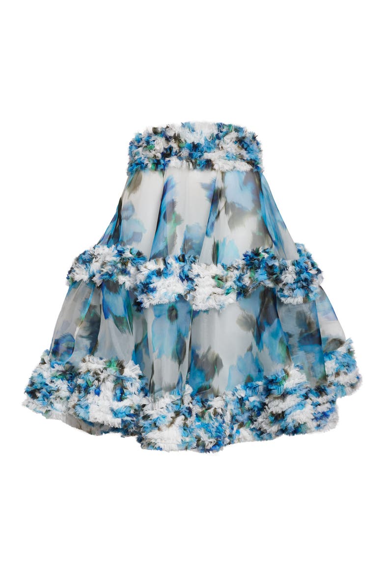 Alchemy Floral Silk Organza Ruffle Minidress, Alternate, color, BLUE POPPY