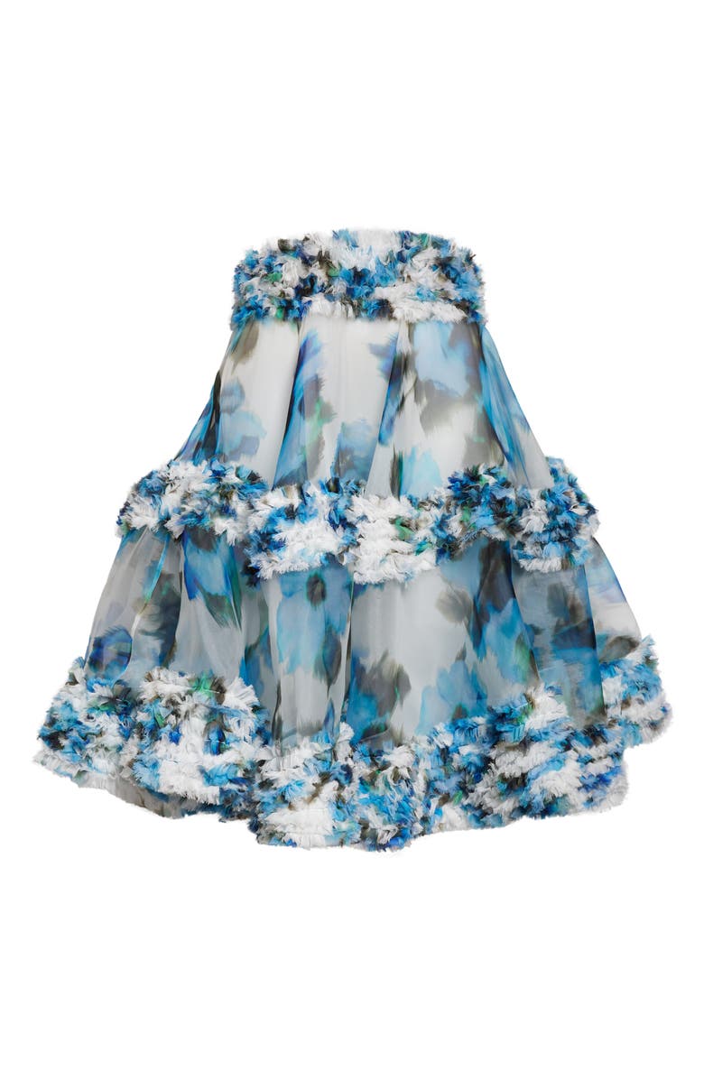 Zimmermann Alchemy Floral Silk Organza Ruffle Minidress, Alternate, color, Blue Poppy