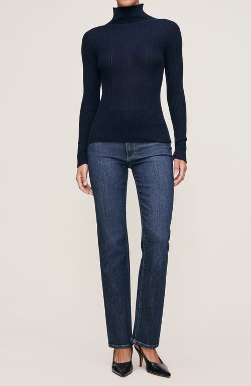 Dl1961 Turtleneck Cotton & Cashmere Rib Sweater In Blue