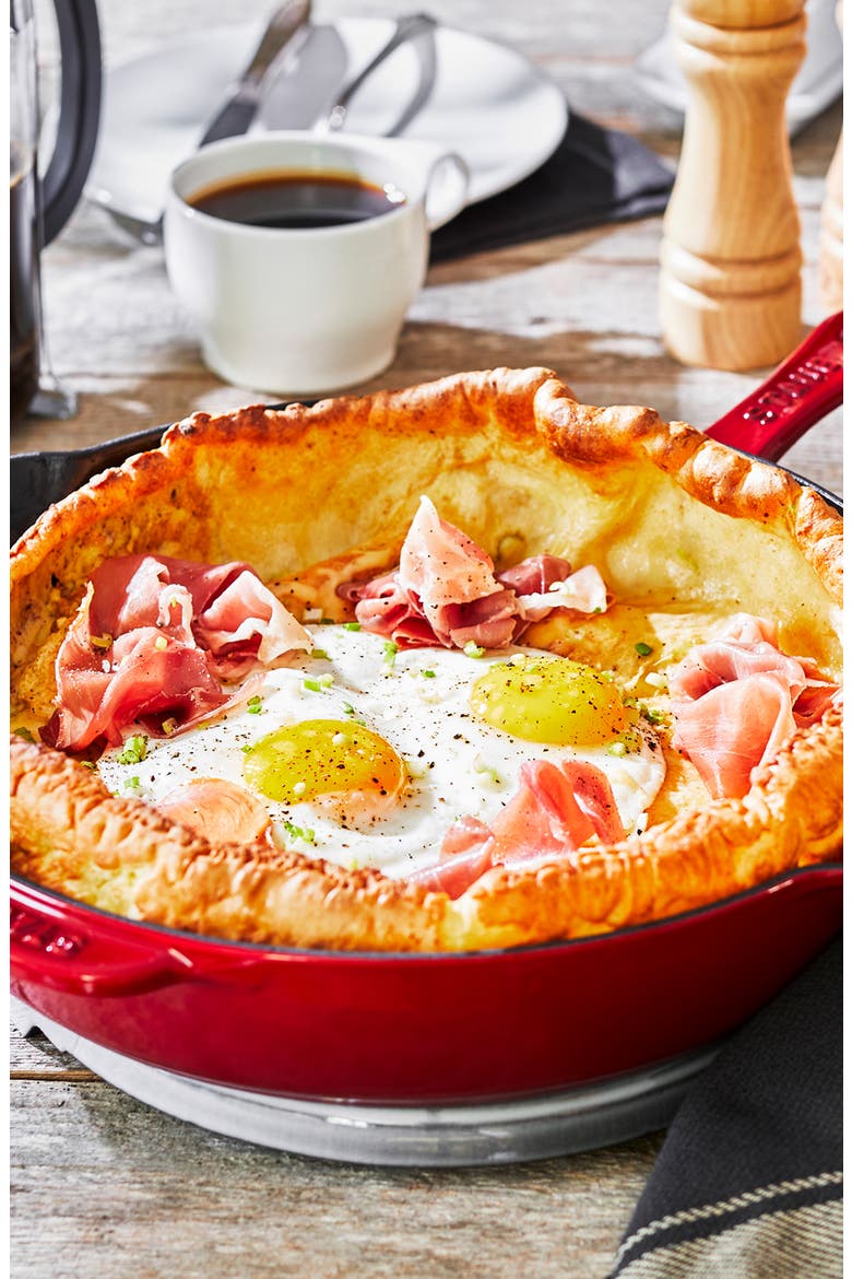 11-Inch Enameled Cast Iron Fry Pan, Alternate, color, CHERRY
