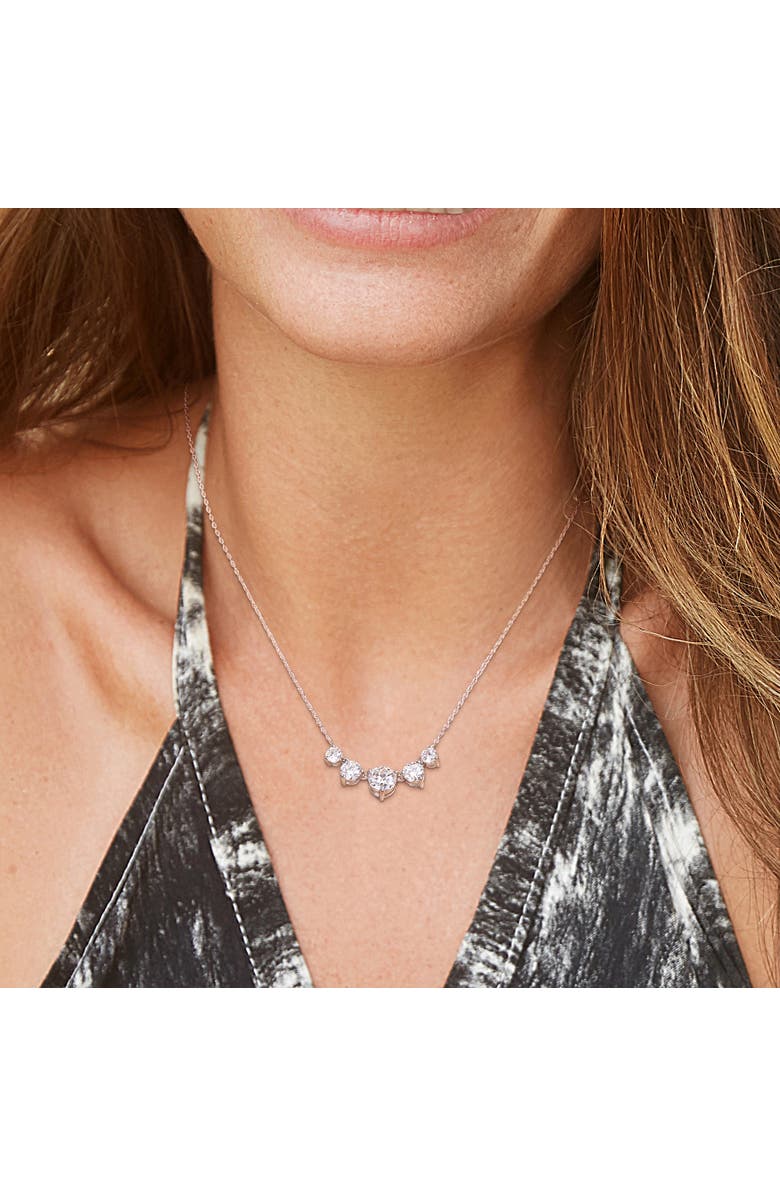 Julianna B. Moissanite 5-Stones Necklace, Alternate, color, Sterling Silver