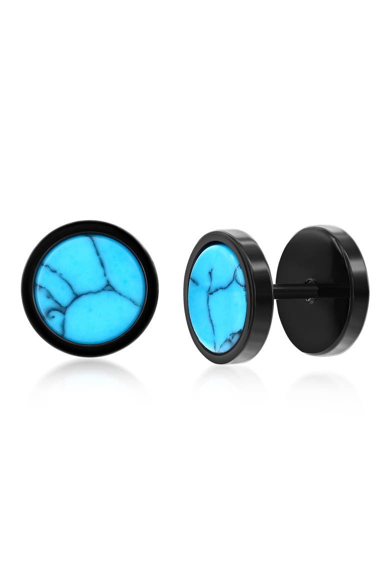 Men's Semiprecious Stone Stud Earrings, Main, color, TURQUOISE