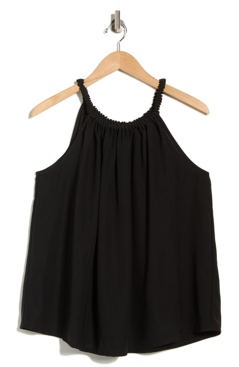 PATRIZIA LUCA Ruched Neck Tank, Main, color, Black