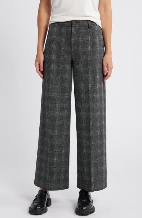 Whitney 'Ab'Solution Skyrise Plaid Wide Leg Trousers