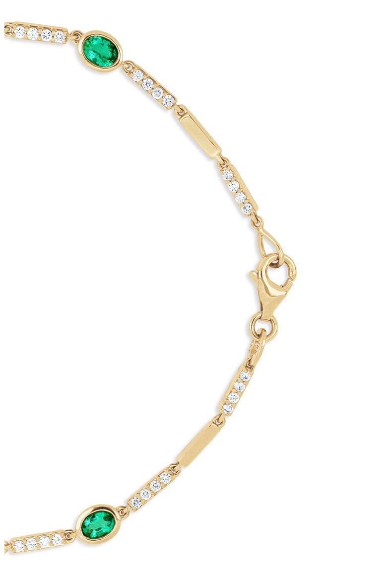 El Mar 18k Gold Emerald and Diamond Station Bracelet, Alternate, color, 18K YELLOW GOLD