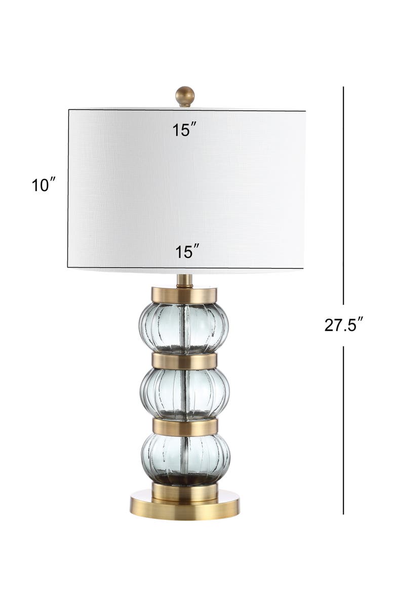 JONATHAN Y Linna 27.5" Glass/Metal Table Lamp, Smoked Gray/Brass Gold, Alternate, color, 
