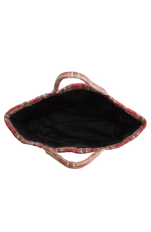 Isabel Marant Small Yenky Tartan Embroidered Logo Quilted Tote In Red