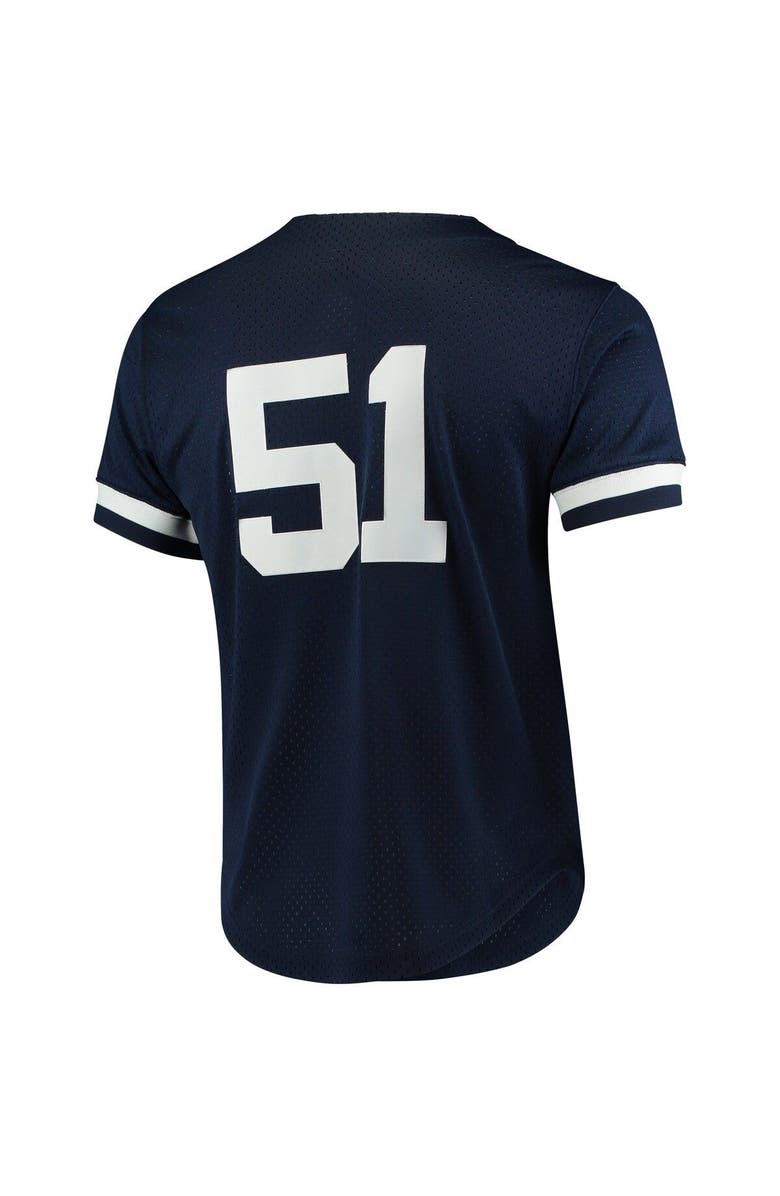 Mitchell & Ness Men's Mitchell & Ness Bernie Williams Navy New York Yankees Cooperstown Collection Mesh Batting Practice Button-Up Jersey, Alternate, color,
