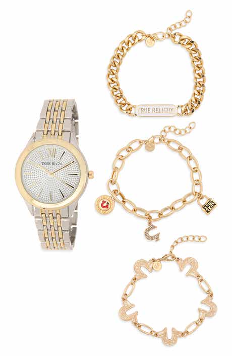 True Religion Crystal Logo Two-Tone Bracelet Watch, 33.8mm & Assorted Bracelets Set
