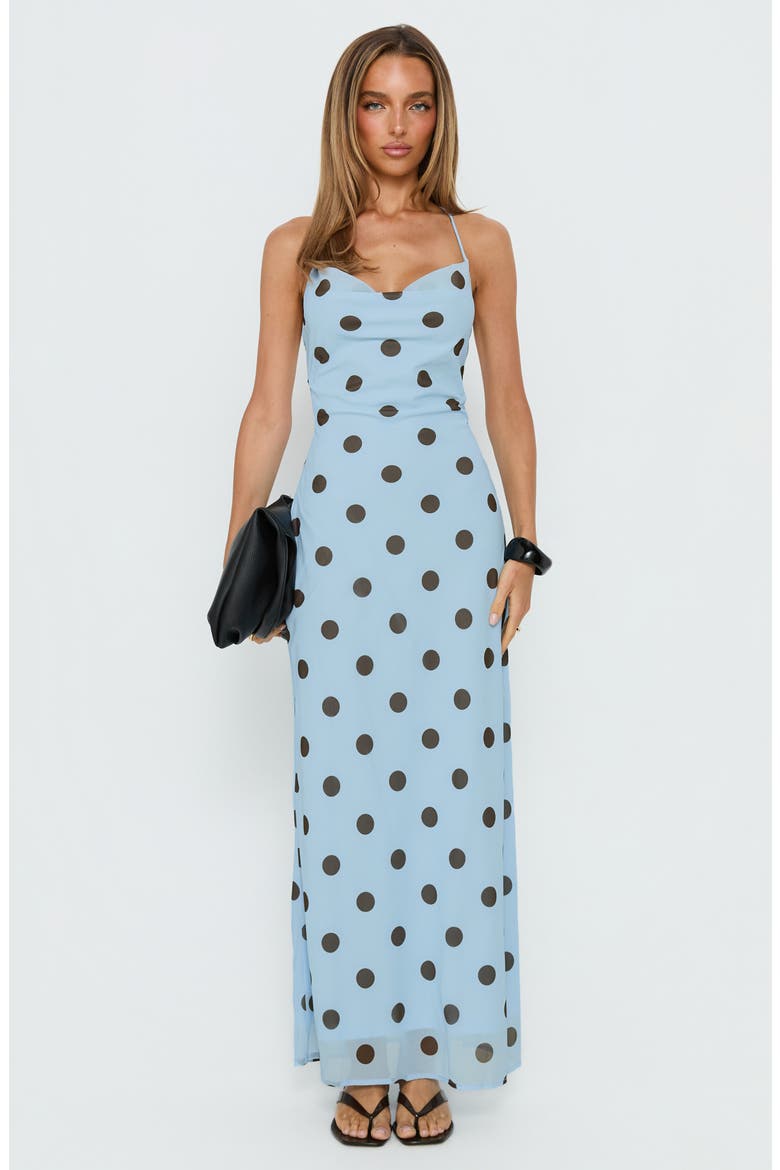 Celena Polka Dotted Maxi Dress, Alternate, color, BLUE POLKA DOT
