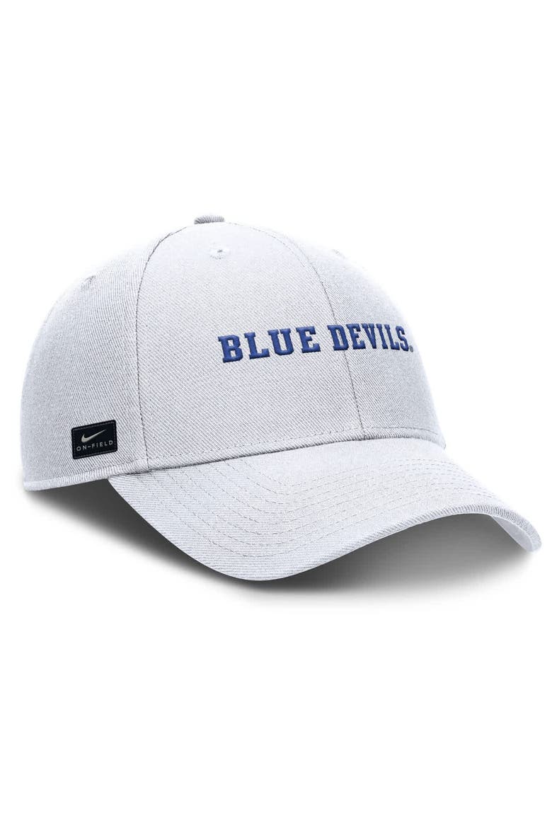 Men's Nike White Duke Blue Devils 2025 On-Field Rise Performance Adjustable Hat, Alternate, color, White