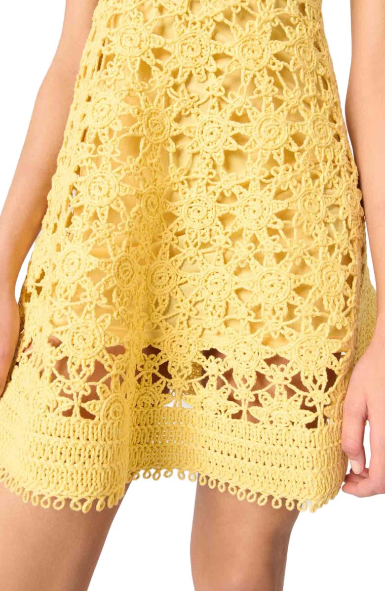 maje Crochet strappy mini dress, Alternate, color, 
