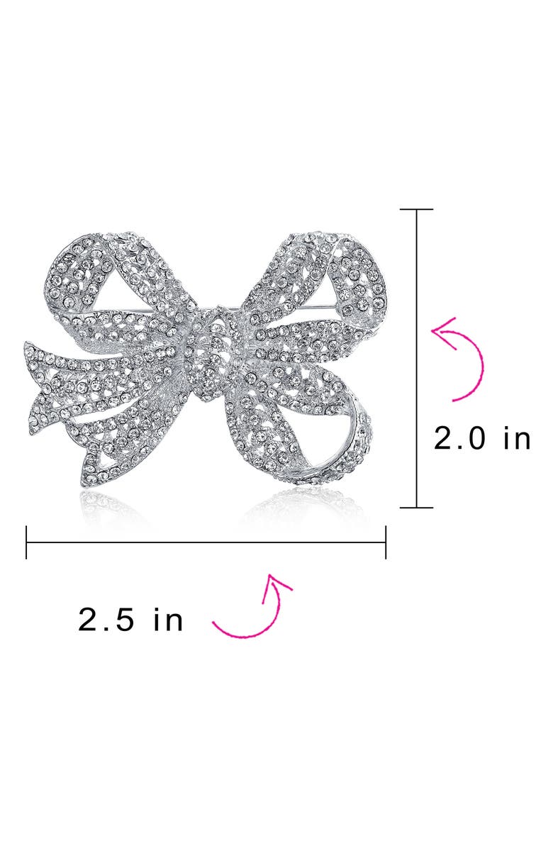 BLING JEWELRY Bow Brooch, Alternate, color, Silver