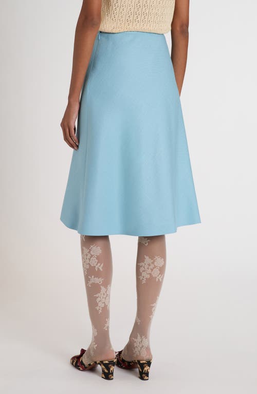 Valentino Garavani V-detail Crepe A-line Canvas Skirt In Blue