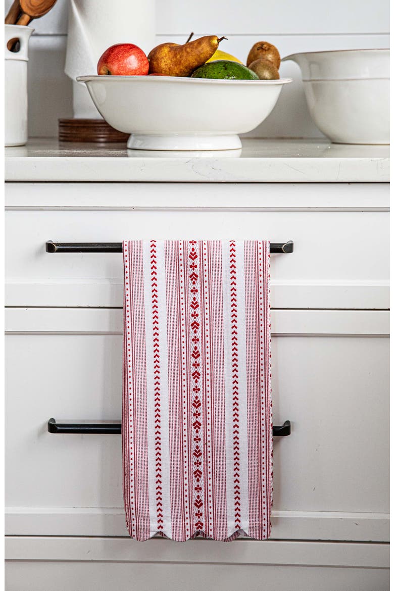 Villa Stripe Set of 2 Kitchen Towels, Alternate, color, RUBY